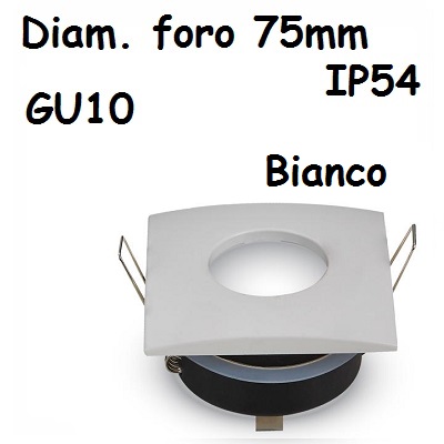 Faretto incasso Quadrato IP54 Bianco